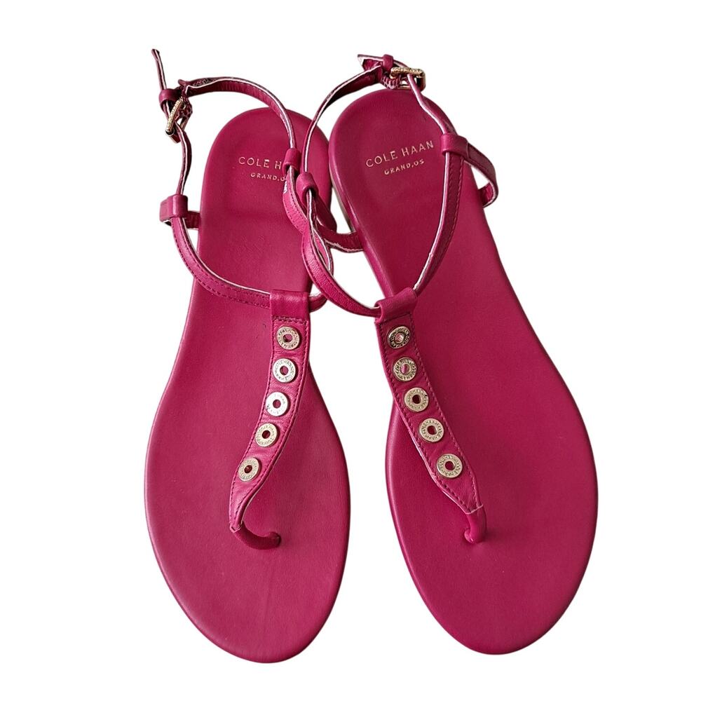 Cole Haan Effie Sandals Leather Singback Thong Flats Pink Electra Womens Size 7B